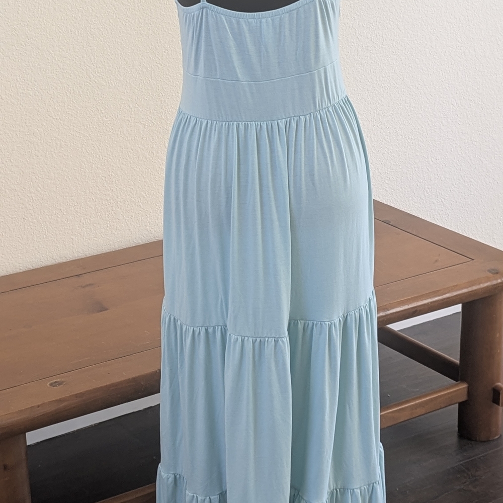 VENUS Blue Tiered Maxi Dress Twist Front Boho Sundress Flowy Spaghetti Strap S - Picture 6 of 9